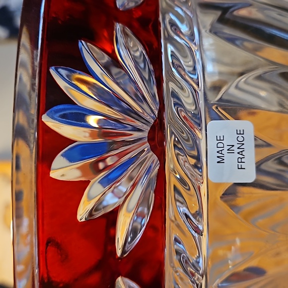 France marked Fan Cut to clear Heavy Lead Crystal Corinth Bowl Fan cut - Picture 4 of 11